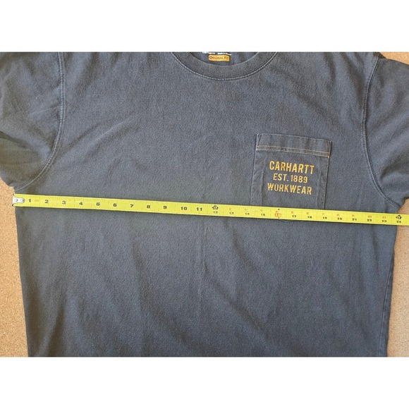 Carhartt Mens L Pocket T Shirt Black Original Fit Workwear Worn Distressed Holes - Picture 5 of 12